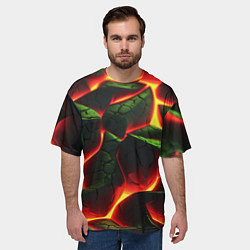 Футболка оверсайз мужская Зеленые плиты и лава, цвет: 3D-принт — фото 2