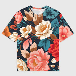 Мужская футболка оверсайз Летние цветы - паттерн