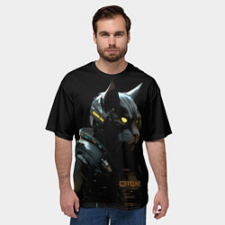 Футболка оверсайз мужская Кот робот, цвет: 3D-принт — фото 2