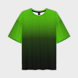 Мужская футболка оверсайз Градиент ядовитый зеленый - черный