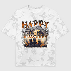 Мужская футболка оверсайз С котиками на хэллоуин