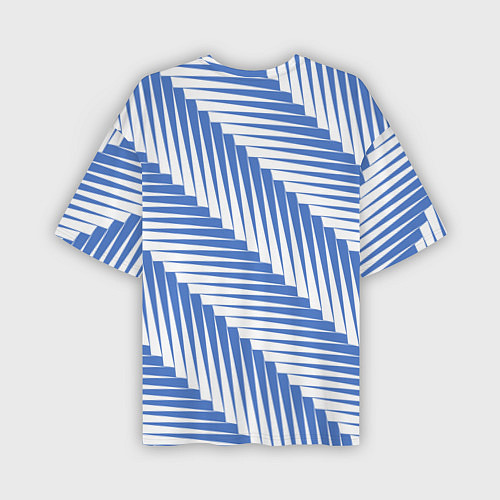 Мужская футболка оверсайз Голубая белая диагональ / 3D-принт – фото 2