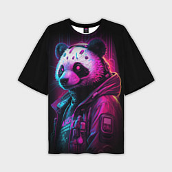 Мужская футболка оверсайз Panda cyberpunk