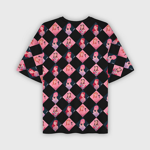Мужская футболка оверсайз Клеточка black pink / 3D-принт – фото 2