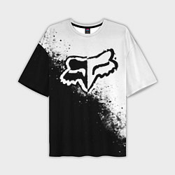Мужская футболка оверсайз Fox motocross - черно-белые пятна
