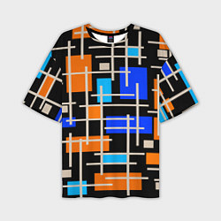 Мужская футболка оверсайз Разноцветная прямоугольная абстракция