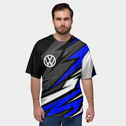 Футболка оверсайз мужская Volkswagen - Синяя абстракция, цвет: 3D-принт — фото 2