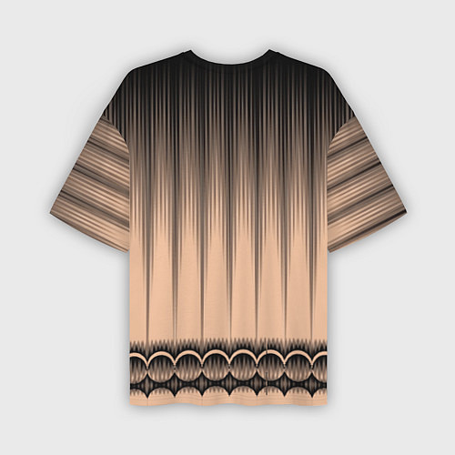 Мужская футболка оверсайз Персиковый полосатый градиент / 3D-принт – фото 2