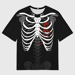 Мужская футболка оверсайз Скелет: ребра с драконом