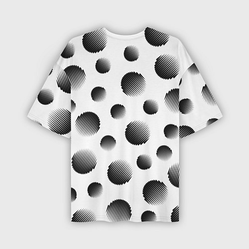 Мужская футболка оверсайз Черные полосатые шары на белом / 3D-принт – фото 2