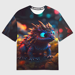 Мужская футболка оверсайз Дракончик и осень