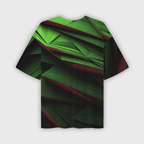 Мужская футболка оверсайз Зеленые абстрактные полосы / 3D-принт – фото 2