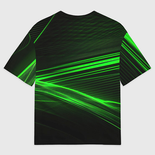 Мужская футболка оверсайз Зеленые абстрактный линии / 3D-принт – фото 2