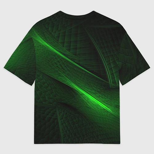 Мужская футболка оверсайз Green neon lines / 3D-принт – фото 2