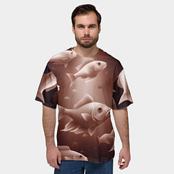Футболка оверсайз мужская Косяк рыб, цвет: 3D-принт — фото 2