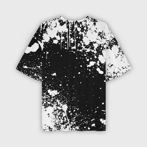 Мужская футболка оверсайз Черный клевер - брызги и бык / 3D-принт – фото 2