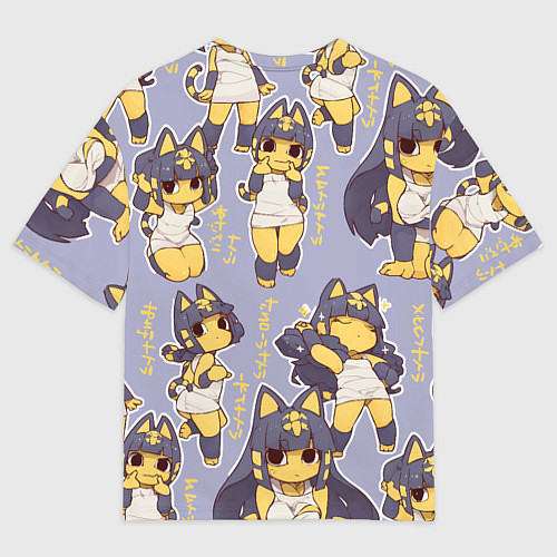 Мужская футболка оверсайз Анкха желтая египетская девушка кошка / 3D-принт – фото 2