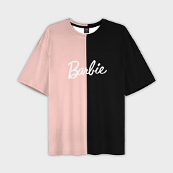 Мужская футболка оверсайз Барби - сплит нежно-персикового и черного