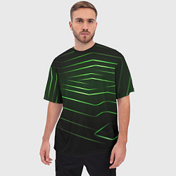 Футболка оверсайз мужская Green abstract dark background, цвет: 3D-принт — фото 2
