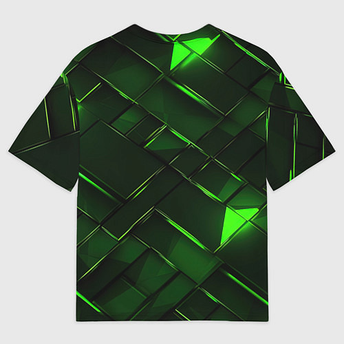 Мужская футболка оверсайз Зеленые элементы абстракция / 3D-принт – фото 2