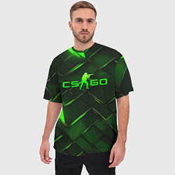 Футболка оверсайз мужская CSGO green abstract elements, цвет: 3D-принт — фото 2