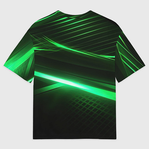 Мужская футболка оверсайз Зеленый неоновый свет / 3D-принт – фото 2