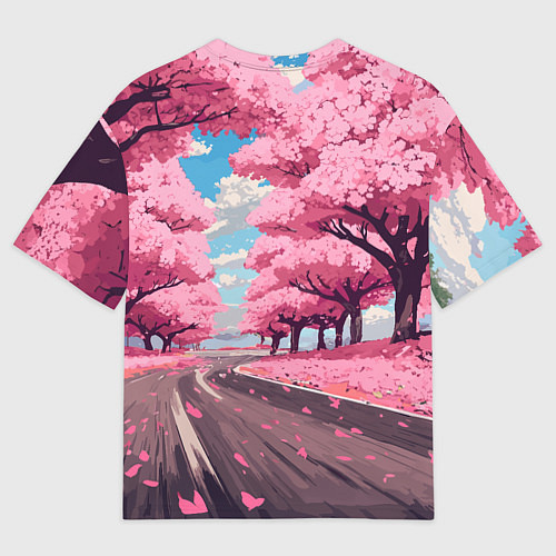 Мужская футболка оверсайз Тойота супра и сакура / 3D-принт – фото 2