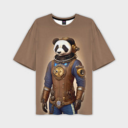 Мужская футболка оверсайз Крутой панда в стиле стимпанк - нейросеть