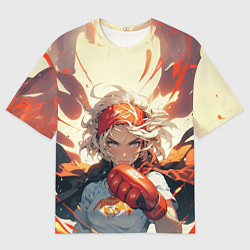 Мужская футболка оверсайз Девушка-боец