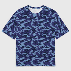 Мужская футболка оверсайз Камуфляж охрана синий