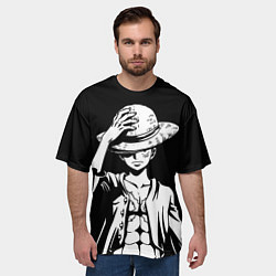 Футболка оверсайз мужская Ван пис - Луффи снимает шляпу, цвет: 3D-принт — фото 2