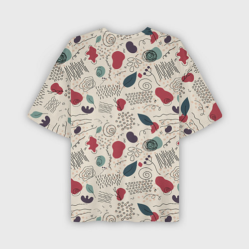 Мужская футболка оверсайз Флоральная абстракция с пятнами / 3D-принт – фото 2