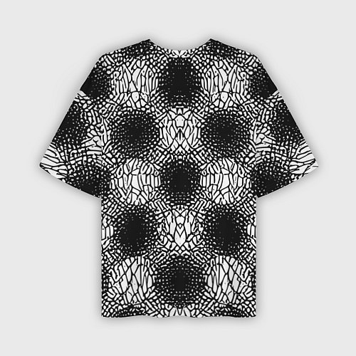 Мужская футболка оверсайз Симметричная черно-белая паутина / 3D-принт – фото 2