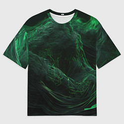 Футболка оверсайз мужская Темно зеленая абстракция, цвет: 3D-принт