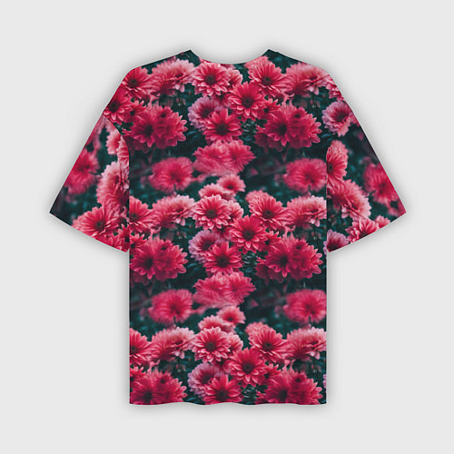 Мужская футболка оверсайз Красные цветы узор / 3D-принт – фото 2
