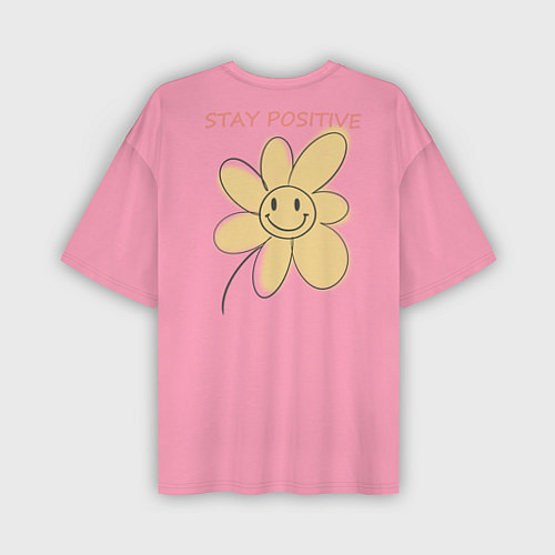 Мужская футболка оверсайз Stay positive smiley / 3D-принт – фото 2