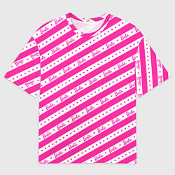 Мужская футболка оверсайз Барби и розовые полосы
