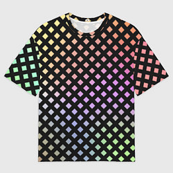 Футболка оверсайз мужская Цветной под сеткой имитация, цвет: 3D-принт