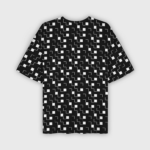 Мужская футболка оверсайз Маленькие белые квадратики на чёрном / 3D-принт – фото 2