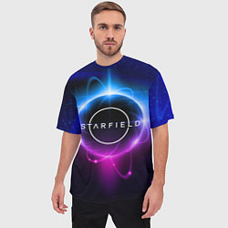Футболка оверсайз мужская Starfield space logo, цвет: 3D-принт — фото 2