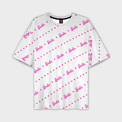 Футболка оверсайз мужская Барби паттерн - логотип и сердечки, цвет: 3D-принт