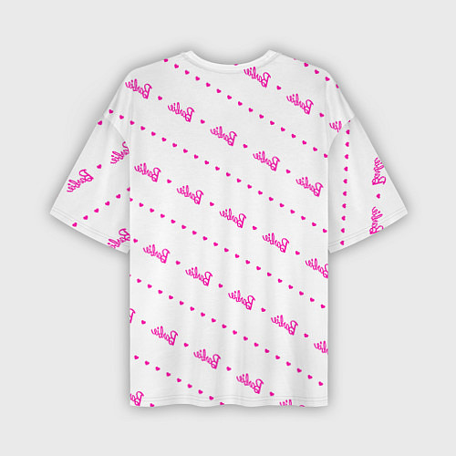 Мужская футболка оверсайз Барби паттерн - логотип и сердечки / 3D-принт – фото 2