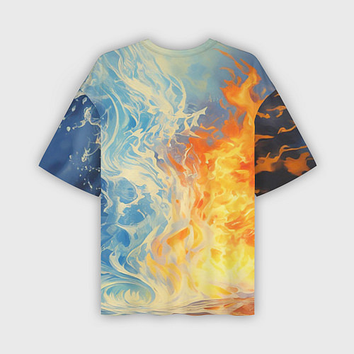 Мужская футболка оверсайз Вода и пламя абстракция / 3D-принт – фото 2