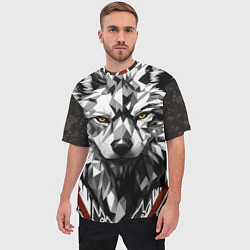 Футболка оверсайз мужская Черный волк - полигональная голова зверя, цвет: 3D-принт — фото 2