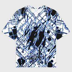 Футболка оверсайз мужская Кибернетическая клякса синяя, цвет: 3D-принт