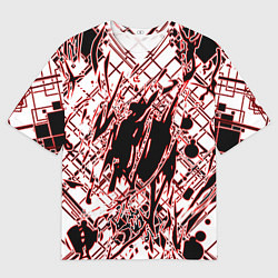 Мужская футболка оверсайз Кибернетическая клякса Красная