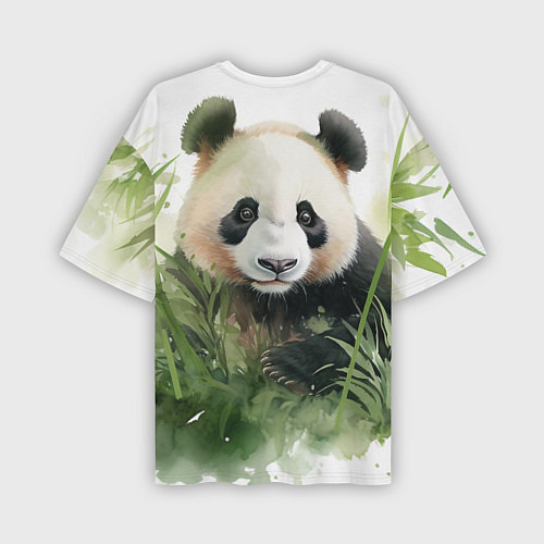 Мужская футболка оверсайз Панда акварель / 3D-принт – фото 2
