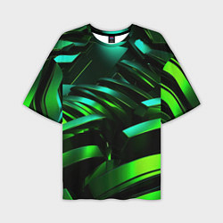 Мужская футболка оверсайз Dark green abstract