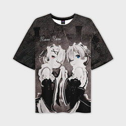 Мужская футболка оверсайз Re Zero Ram and Rem
