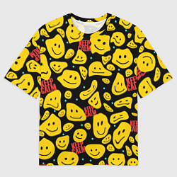 Мужская футболка оверсайз Смайлик сохраняй спокойствие